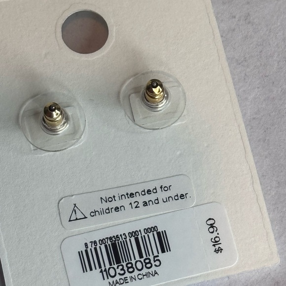 EXPRESS Gold Tone Princess Cut Sparkling Stud Earrings - Picture 6 of 6